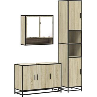 vidaXL Vidaxl - Set De Muebles De Ba&ntilde;o 3 Pzas Madera Contrachapada Roble Sonoma