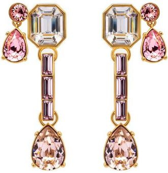 Oscar De La Renta Baguette Rhinestone Drop Earrings in Rose at Nordstrom