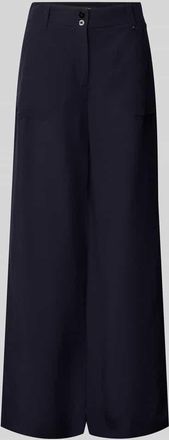 Marc Cain Wide Fit Stoffhose aus Viskose-mix mit Leinen-Anteil in Marine, Gr&ouml;&szlig;e 34