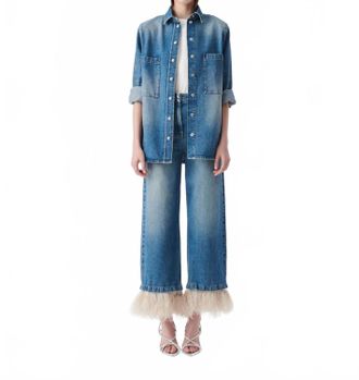 Iro Straight Feathered Jeans In Blue
