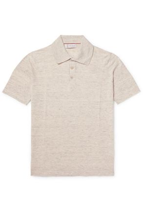 Brunello Cucinelli Mélange Linen and Cotton-Blend Polo Shirt
