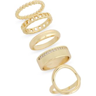 Nordstrom Rack Assorted 5-Pack Ring Set in Clear- Gold at Nordstrom Rack, Size Medium/large