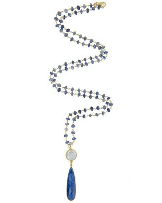 Liv Oliver 18K Plated 61.75 Ct. Tw. Sapphire 12Mm Pearl Necklace