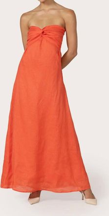 Lusana Melody Linen Maxi Dress In Salsa Coral