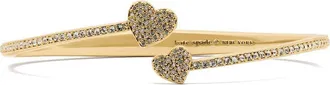 Kate Spade New York Pave Heart Open Hinge Cuff Bracelet in Clear/gold at Nordstrom