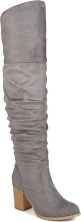 Journee Collection JOURNEE Kaison Ruched Tall Boot in Grey at Nordstrom Rack, Size 7.5 Regular Calf