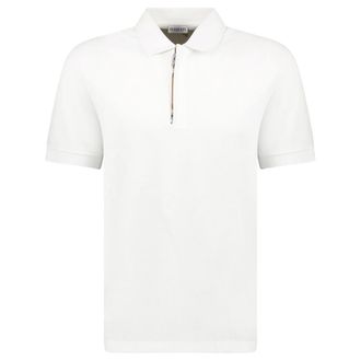 Burberry Mens Hartford Zip Polo Shirt - White - Size X-Large