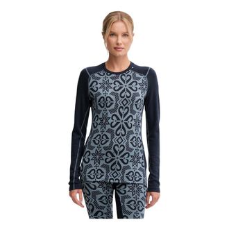 Helly Hansen Fitness, Dames, Blauw, M, Wol, Lifa Merino Midweight Graphic Long-Sleeve Crew