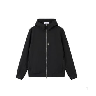 Stone Island Zip-throughs, male, Black, XL, Light Soft Shell-R Hooded Jacket
