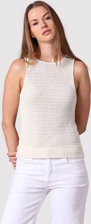 Minnie Rose Linen Cotton Blend Tank Top In White