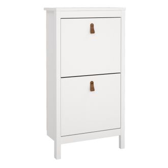 Furniture To Go Barcelona Shoe Cabinet 2 Flip Down Doors in White