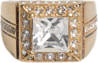 Dolce & Gabbana Gold Tone Sterling Silver 925 Crystals Mens Ring