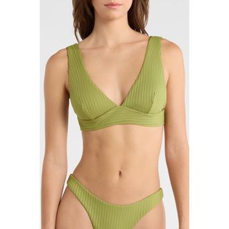 Rip Curl Premium Surf Rib Bikini Top in Green Olive at Nordstrom, Size Xx-Small