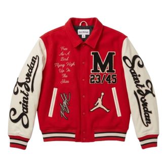 Nike Jordan x Saint Mxxxxxx Varsity Jacket University Red White FV4726-657