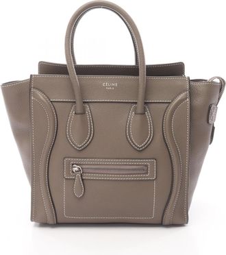 Celine Gray Leather Handbag Tote Bag (Pre-Owned)