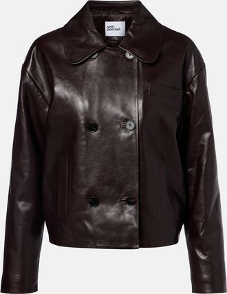 Self Portrait Cropped leather jacket