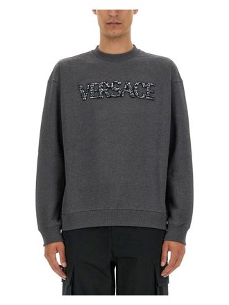 Tシャツ・カットソー VERSACE Men Sweater 1012557 GREY Versace 90s Logo Sweater | Grey | FARFETCH