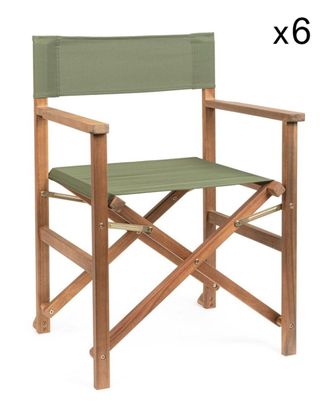 Konte Design Lote 6 sillas director de madera de acacia,poli&eacute;ster verde,plegables