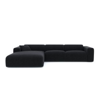 Sia Home Sof&aacute; cama gran izquierdo terciopelo con motivos antracita