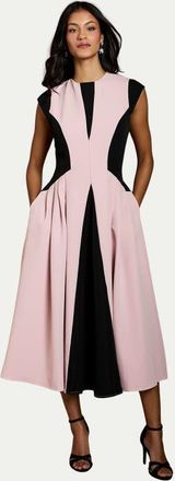 Coast Petite Crepe Colour Block Midi Dress in Blush at Nordstrom, Size 8