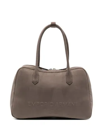 Emporio Armani Womens Eagle Club Capsule Collection Suede-Effect Shoulder Bag
