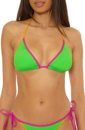 BECCA by Rebecca Virtue Crinkle Crush Reversible Triangle Bikini Top in Meadow at Nordstrom Rack, Size Small