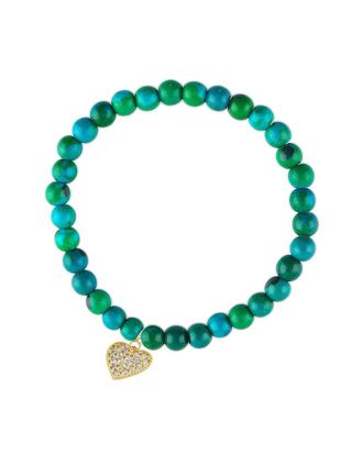 Liv Oliver 18K Plated 46.00 Ct. Tw. Turquoise Cz Heart Charm Bracelet