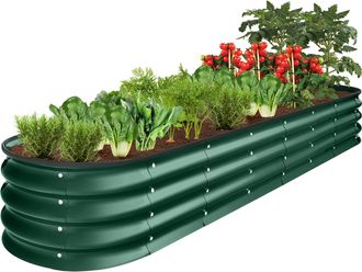 Best Choice Products 8x2x1ft Outdoor Metal Raised Oval Garden Bed, Planter Box for Vegetables, Flowers