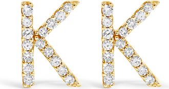 House of Brilliance 10K Gold 1/10 Cttw Diamond Initial A to Z Stud Earring