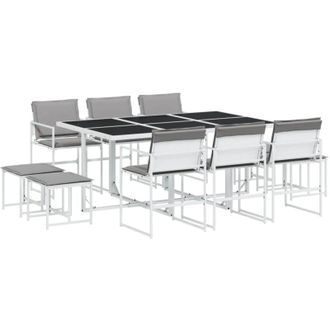vidaXL Juego De Comedor De Jard&iacute;n 11 Pzas Con Cojines Textilene Blanco Vidaxl