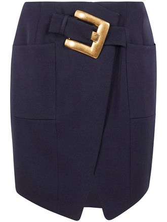 Balmain Belted Grain De Poudre Knee Length Skirt