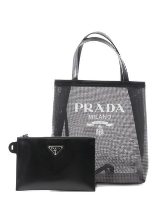 Prada sequin-embellished tote bag - women - Mesh/Patent Leather - One Size - Black