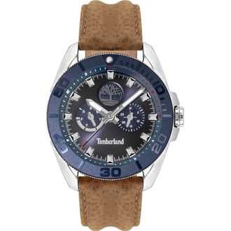 Timberland Fairhill Multifunction Leather Strap Watch, 44mm in Wheat at Nordstrom