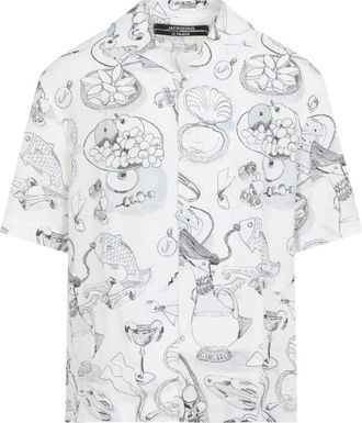 Jacquemus Grafisch Print Camp Shirt - Heren - Korte mouwen Overhemden - Veelkleurig - M - Linnen - Overhemden