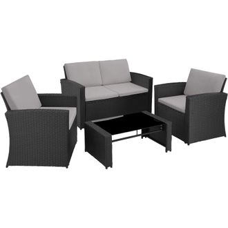 TecTake Garden Furniture Set Jesolo in Black | Size: 4 Person