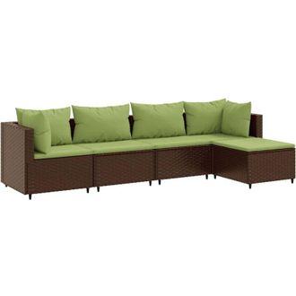 vidaXL Set Divani da Giardino 5 pz con Cuscini Marrone in Polyrattan vidaXL