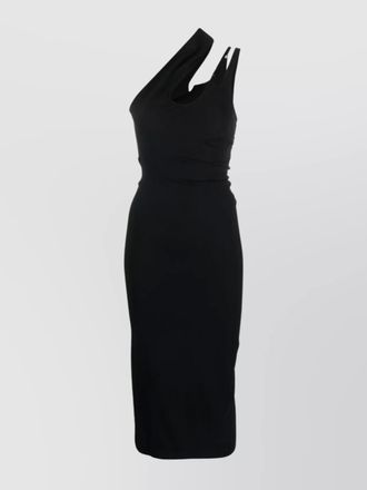 MUGLER asymmetric cutout sleeveless midi dress