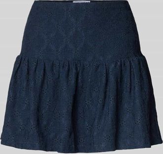 Review Kurzer Rock mit Sch&ouml;&szlig;chendetail und Lochstickerei in Dunkelblau, Gr&ouml;&szlig;e XS