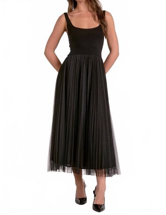 Elan Mixed Media Tulle Maxi Dress In Black