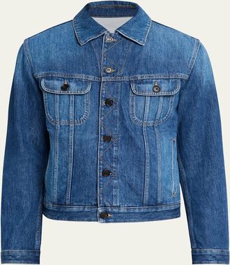 Givenchy Mens Medium Blue Denim Jacket with Leather Label