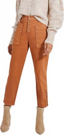 Something Navy Button Fly Denim Jeans In Rust Brown