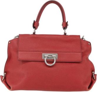 Ferragamo Pre-owned Handbags, female, Red, Size: ONE SIZE Pre-owned Leather Handbag