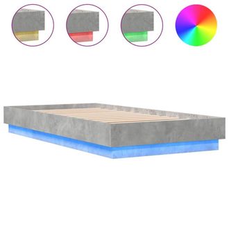 Berkfield Home Bed Frame Frame with LED Lights Concrete Grey 75x190 cm Small Single