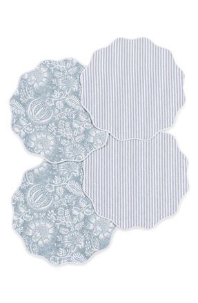 Matouk Set of 4 Reversible Quilted Placemats in Granada Hazy/Matteo Sea at Nordstrom