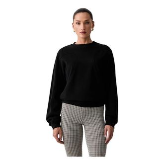 Patrizia Pepe Sweatshirt met ronde hals - Dames - Sweatshirts - Zwart - L - Katoen - Hoodies & sweatvesten