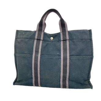 Herm&egrave;s Black Canvas Tote Bag (Pre-Owned)