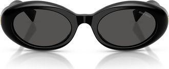 Miu Miu 52mm Oval Sunglasses in Black /Dark Grey at Nordstrom