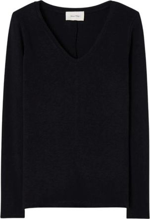 American Vintage Truien & Vesten, Dames, Zwart, M, Katoen, Sonoma V-hals T-shirt met lange mouwen