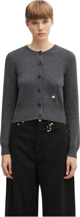 J.W.Anderson Cardigan met contrasterend borduurwerk - Dames - Vesten - Grijs - S - Wol - Truien & Vesten