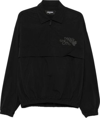 Dsquared2 Mens Half-zip Panelled Sweatshirt - Black Cotton - Size Small